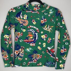 Polo Ralph Lauren Youth M 10-12 Hawaiian Print‎ Polo Bear Pullover Stretch Shirt
